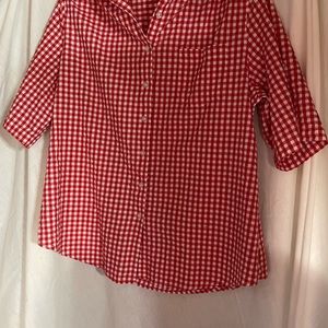 Woman Within. Size L. Red/white check. Seersucker material